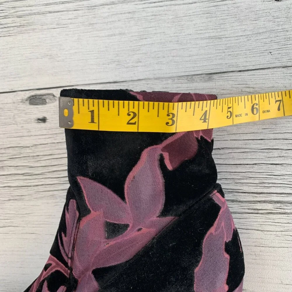 Steve Madden Velvet Floral Pointed Toe Block Heel Whimsigoth Ankle Boots - Picture 11 of 11